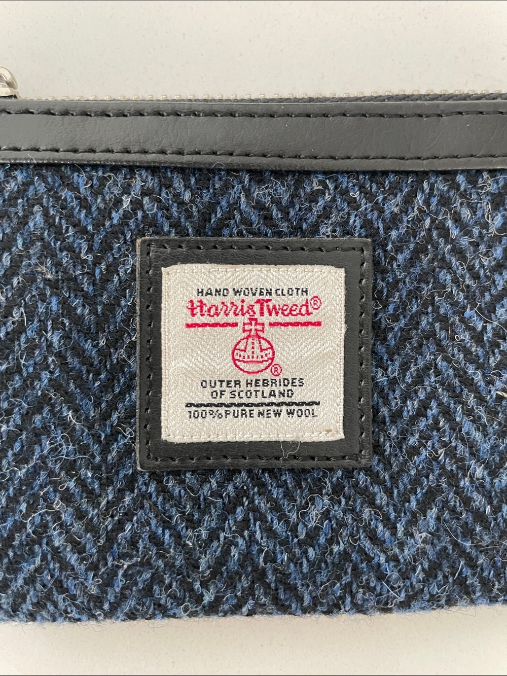 Harris Tweed Navy Zip Coin and Card Pouch Wallet - Picture 8 of 15